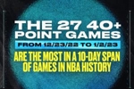 NBA官方晒图：10天时间里联盟出现27次40+是历史之最